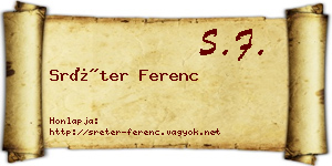 Sréter Ferenc névjegykártya